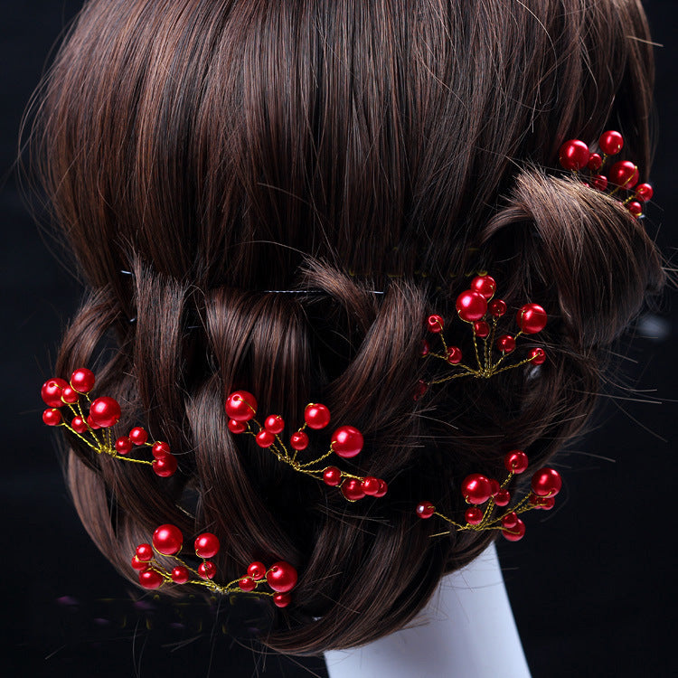Wedding disc hair pearl flower styling hairpin