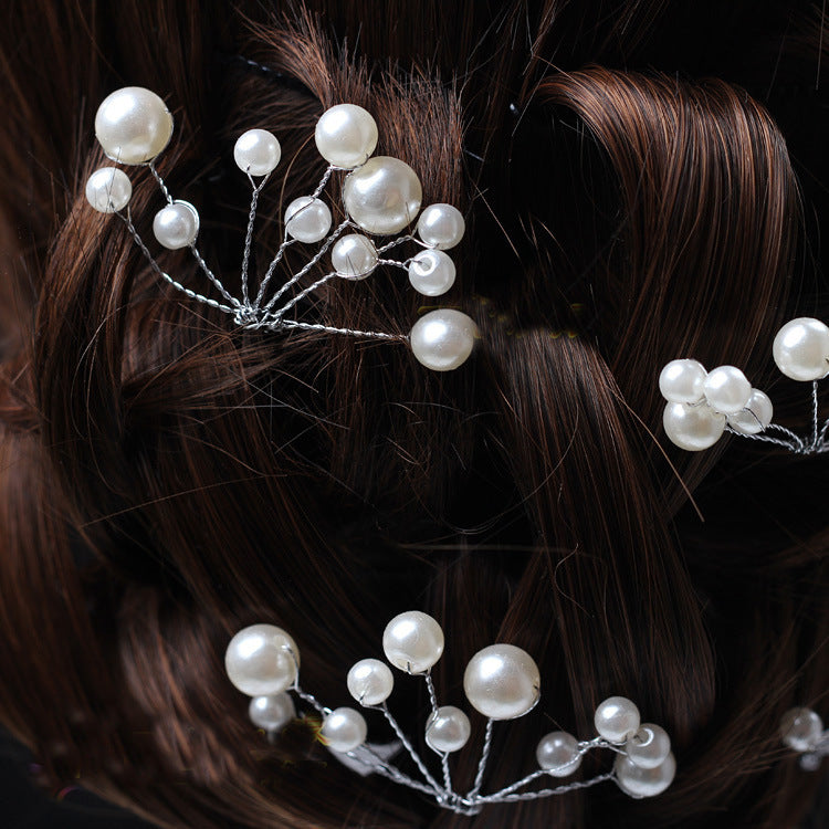 Wedding disc hair pearl flower styling hairpin